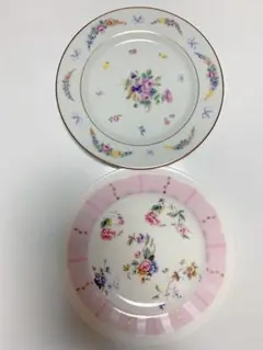 ポーセラーツ　花柄皿2枚セット