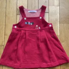 familiar 赤いサロペットワンピース　80