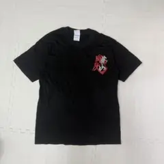 和柄 漢字プリント Tシャツ 黒 ビッグロゴ 前後刺繍風 メンズ 半袖