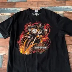 即日発送！ハーレーTシャツ 黒ブラック ゆるダボ ビッグシルエット メンズ古着