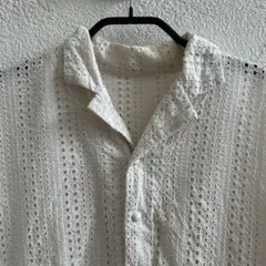 nest robe コットンカットワークレースオープンカラーシャツ