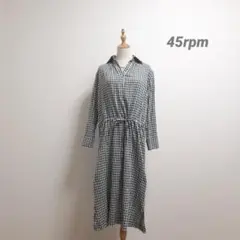 45R 45rpm ワンピース ロング インディゴ染め チェック サイズ1