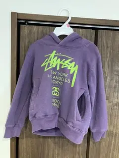 【Stussy】ステューシーフード付きトレーナー、パーカー 紫90cm☆パープル