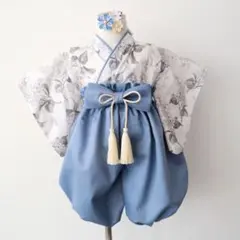 夏期SALE♡ くすみカラー　ベビー袴　男の子　植物柄　お食い初め　B24