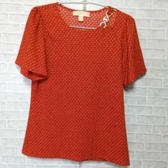 MICHAEL KORS 赤 幾何学模様 半袖ブラウス