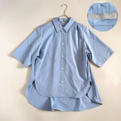 24SS 美品 セオリーリュクス theory 半袖シャツブルー オーバーサイズ