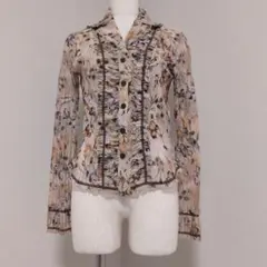 HIROKO KOSHINO　ヒロココシノ　パワーネット　花柄　ジャケットカーデ