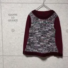 【ジャンニロジュディチェ】ワインレッド　ファスナー　ニット Mサイズ 1196