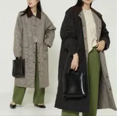リバーシブルキルトチェックロングコート