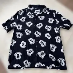 ミッキーマウス 半袖アロハシャツ　黒