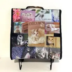 【大容量】総柄 キャリーバック【黒】ねこ 猫 タイヤ付き!コロコロ