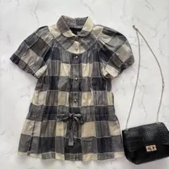 美品✨マークジェイコブス　シルク混 パフスリーブ ブラウス　光沢　金ボタン