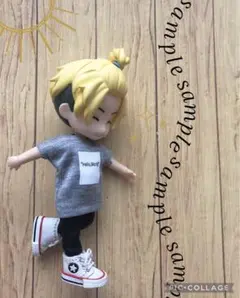 ねんどろいどどーる　服　少しだけ丈の長いプリントTシャツ＆黒色パンツ no.15