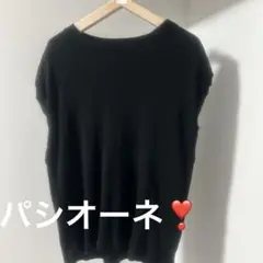【パシオーネ】　フレンチスリーブTシャツ♡ブラック　38