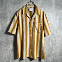 【美品】ZARA｜ザラ，開襟，オンブレ，ストライプ，レーヨン，半袖シャツ