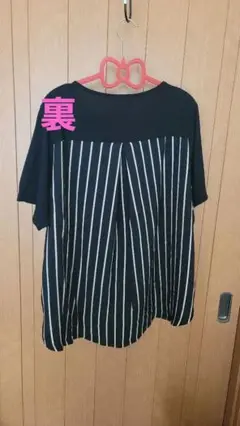 美品⭐ブラック 背中ストライプ 半袖チュニック 3Lサイズ