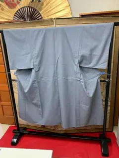 洗える殿方用単衣(ポリエステル)グレイ地に万筋柄 着物