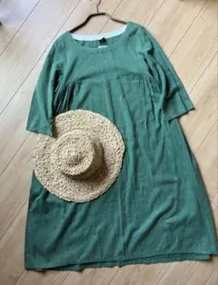 新品　ガーオン　GAON アジアン エスニック　グリーン　ストライプ　ワンピ