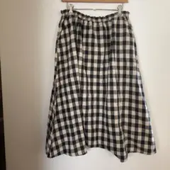 aha ブロックチェック　サルエルパンツ　ガウチョ　ロングスカート