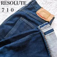 美品✨RESOLUTE 710 デニム　パンツ　ストレート　黄耳　濃紺