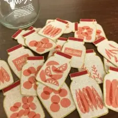 ハンドメイド ♪メイソンジャー オレンジ 布シール♪可愛いキッチンに♪