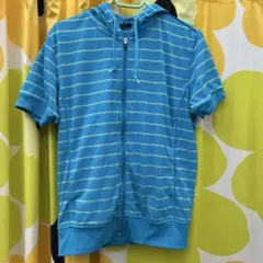 ユニクロ　UNIQLO unisex ボーダージップアップ半袖パーカー　L