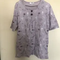 花柄ラベンダーチュニック 半袖