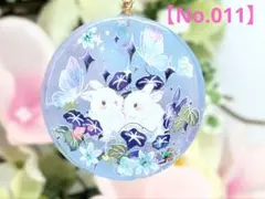 ✧SALE✧【No.011】ウサギと朝顔のキーホルダー