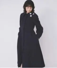 CELFORDビックカラーロングコートネイビー