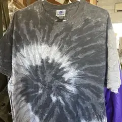 タイダイ柄コットンTシャツ グレー/ホワイト
