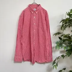 ユニクロ UNIQLO 赤チェックシャツ　長袖　L 羽織り　大人カジュアル　良品