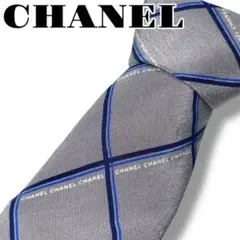 CHANEL シャネル チェック柄ネクタイ グレー