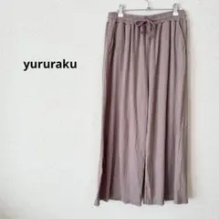 yururaku カジュアル　パンツ　ピンク　無地　ストレッチ　ゆったり　M