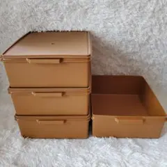 TUPPERWARE スーパーケース　茶　ブラウン　4個セット