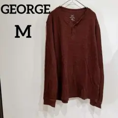 GEORGE 【M】バーガンディ 長袖Tシャツ 長袖 カットソー