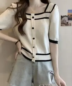 トップス　骨スト　サマーニット