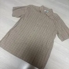 美品.OLDPIKO.90s.メンズ半袖チェックシャツ.M.ブラウン.