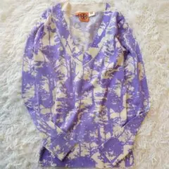 TORY BURCH トリーバーチ ウールニット 総柄 ロング Vネック 長袖