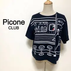 Picone CLUB ブラックカラー プリント Tシャツ