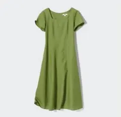 ユニクロ　UNIQLO リネンブレンドスクエアネックワンピース
