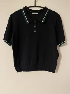 GU 半袖ポロシャツ　ニット　サイズL ネイビー