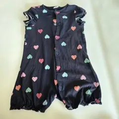 H&M ハート柄　半袖Tシャツろロンパース　80 女の子　夏　カバーオール