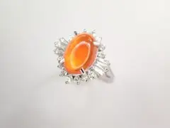 美品 Pt900 ファイアオパール1.34ct ダイヤ計0.40 リング 指輪