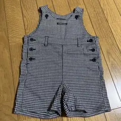 組曲 FAM：半ズボン サロペット チェック柄 ネイビー ９０ｃｍ