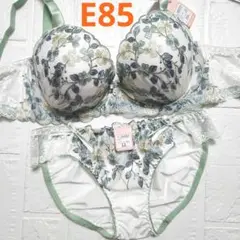 【新品未使用】格安！ブラショーツセット E85 10557 白×緑 脇高 綺麗