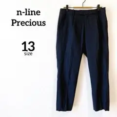 n‑line Precious＊スラックス 13 濃紺 チェック 裏地付き 春夏