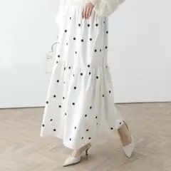 ドット柄　ティアードスカート