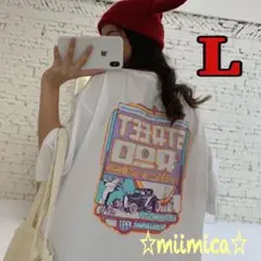 レディース Tシャツ L ホワイト ビックシルエット 体型カバー 半袖