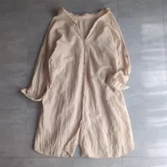ビアズリー　コットン　リネン混　シャツ　チュニック　ワンピース