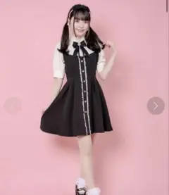 ROJITA ブローチ付き切替ワンピース ロジータ ブラック